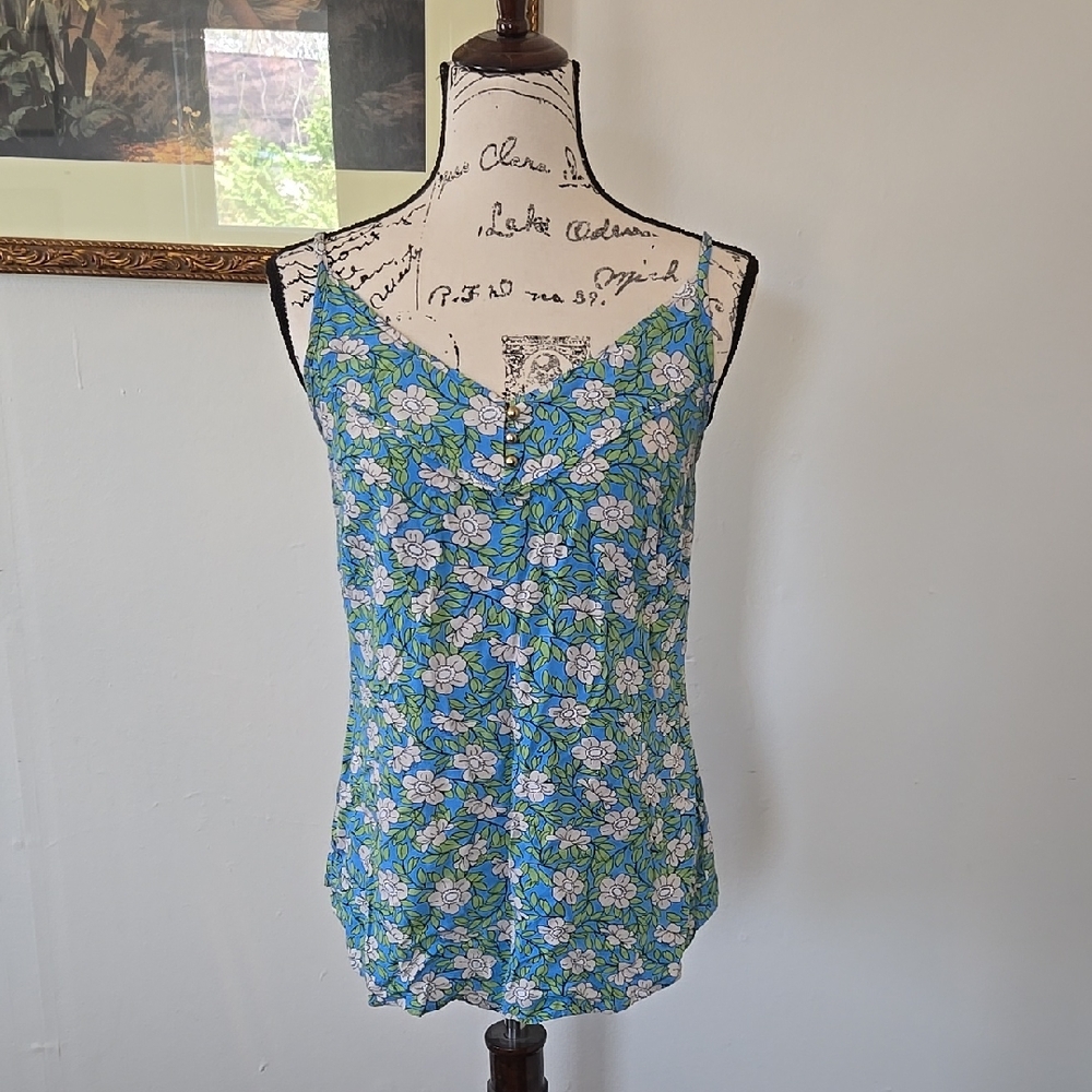 CAbi Floral Blue Women's Top
